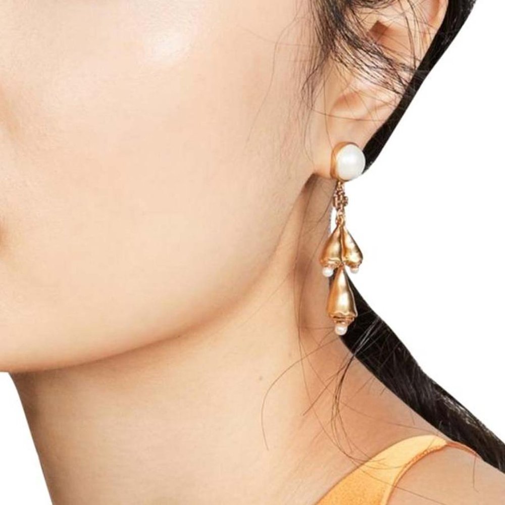 TORY BURCH Poetry of Things Pearl Shell Earrings NWOT - Picture 3 of 8